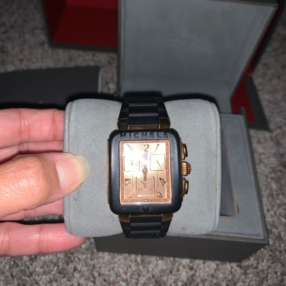 Black and Gold Michele Jelly Bean watch - Picture 6 of 7